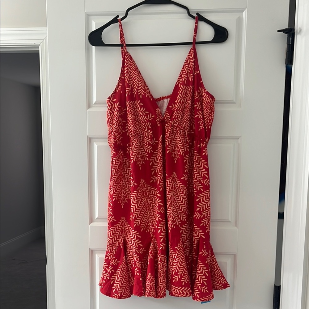 Red and White Patterned Dress